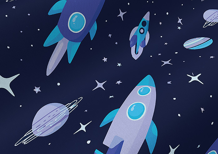 Rocket Adventure, Astral Blue - Roman Blind - Image 4